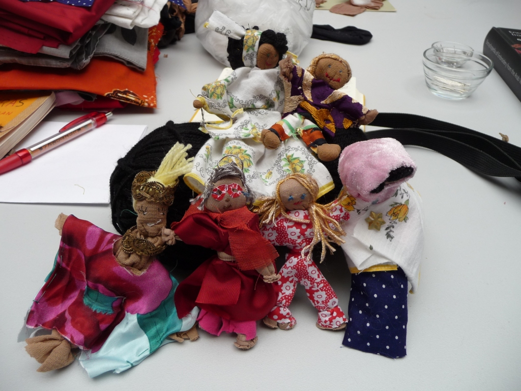 Arpillera dolls made during the workshop by participants. (Photo: Shelley Anderson)